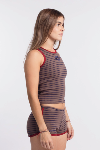 Short Rayas Elipse Choco/Rojo - 2