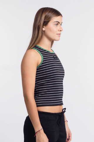 Musculosa Rayas Elipse Negro/Verde