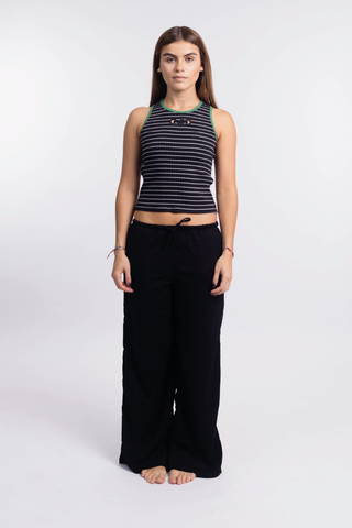 Musculosa Rayas Elipse Negro/Verde